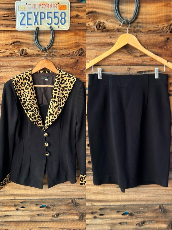 Metropolitan Dresses & Skirts - METROPOLITAN | Vintage 90s Y2K Leopard Black Pencil Skirt & Jacket Set 12